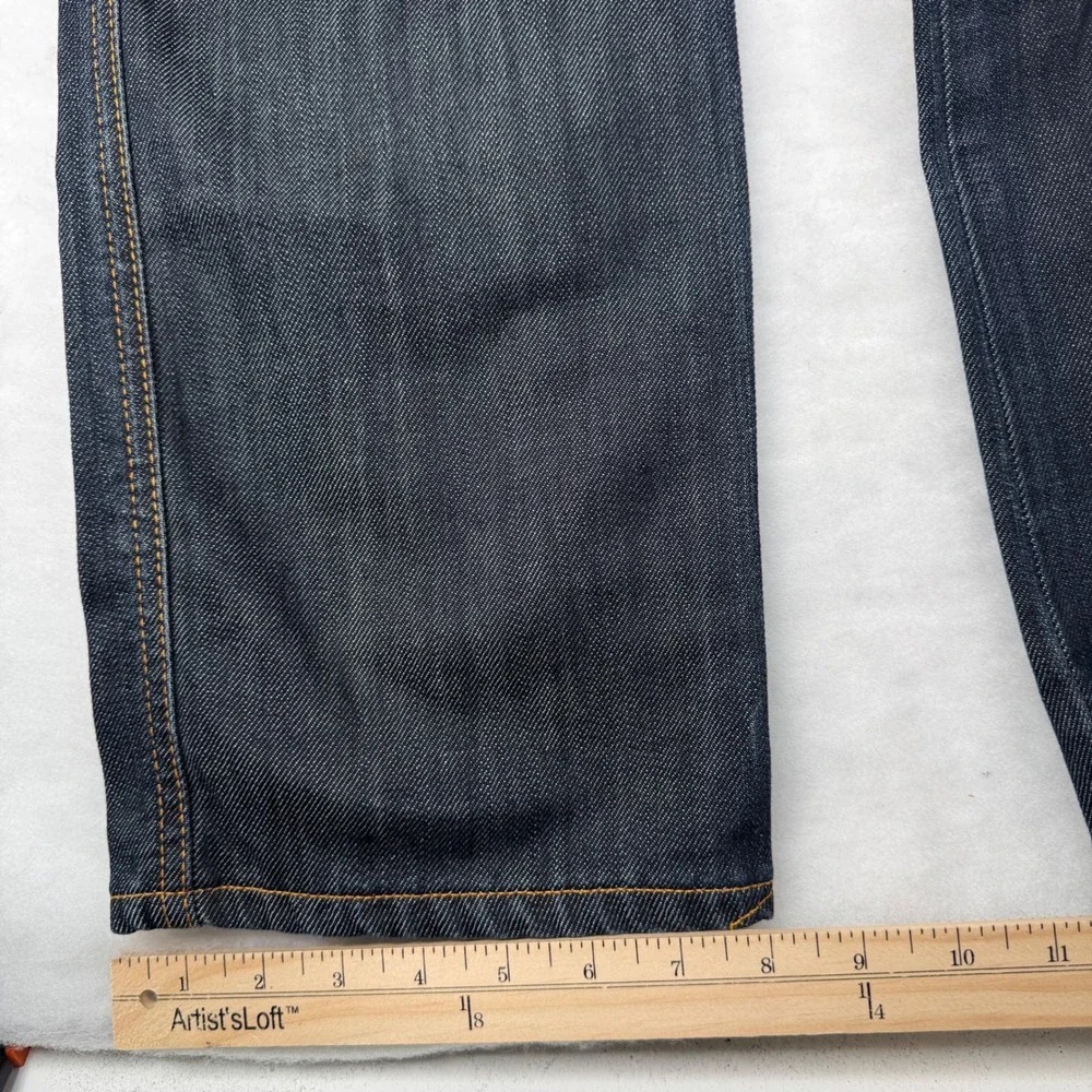 Nudie Jeans Co Slim Jim Dry Indigo Denim Jeans Mens 33x34 Orange Stitch